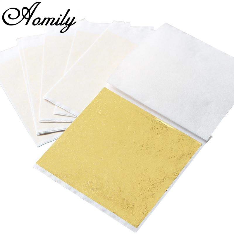 Gold Leaf Foil - Aomily 100pcs/Set 9x9cm Practical K Pure