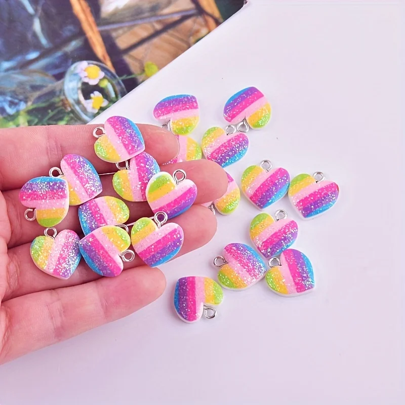 10Pcs Colorful Heart Resin Cha - огляд і ціна Resin Art Supplies Near Me