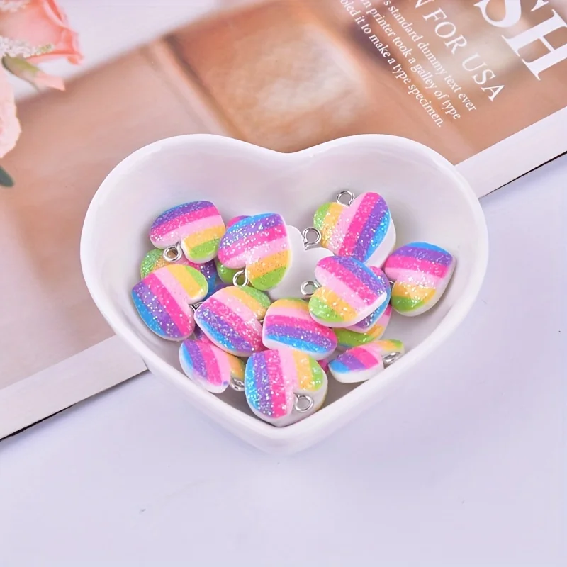 10Pcs Colorful Heart Resin Cha - огляд і ціна Resin Art Supplies Near Me