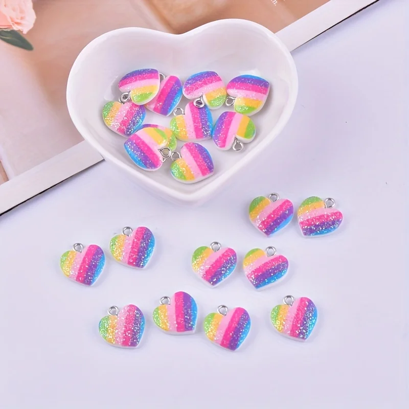 10Pcs Colorful Heart Resin Cha - огляд і ціна Resin Art Supplies Near Me