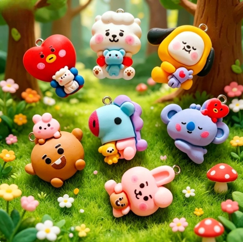 7pcs BT21 Resin Cartoon Charm  - огляд і ціна Resin Art Supplies Near Me